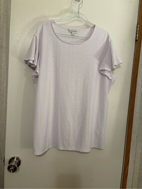 Counterparts White Eyelet Flutter Sleeve Tee